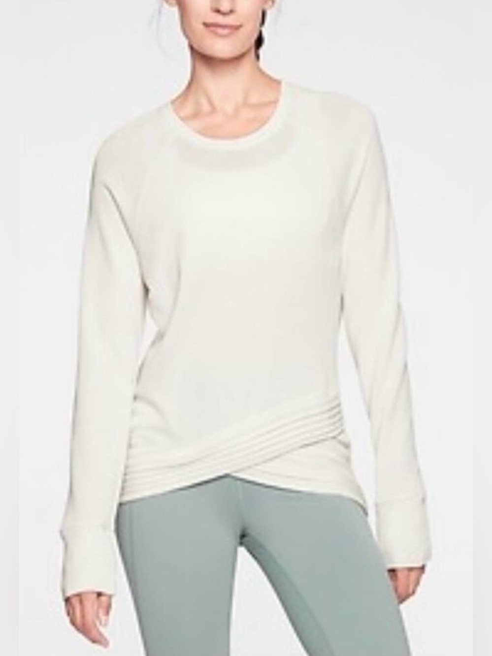 Women’s Athleta Serenity Criss Criss Ivory Long Sleeve Sweatshirt Yoga Top L